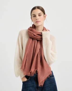 カシミヤ＆ダイヤモンドシルク ストール オレンジ レディース - Brunello Cucinelli