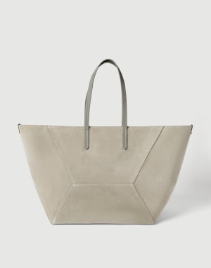 Bolso BC Duo grande en piel de ante Khaki Mujer - Brunello Cucinelli