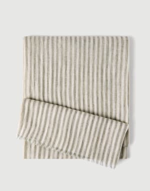 Sparkling striped linen scarf Green Woman - Brunello Cucinelli