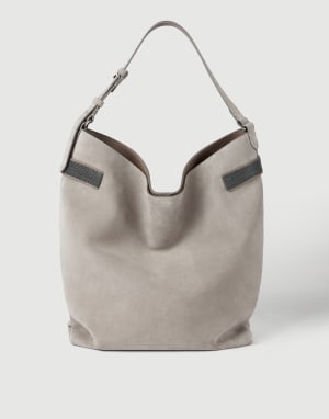 Essence 绒面革水饺包 浅灰 女款 - Brunello Cucinelli