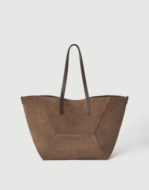 Suede BC Duo bag Bark Woman - Brunello Cucinelli