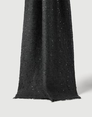 Cashmere and silk Diamond yarn scarf Anthracite Woman - Brunello Cucinelli