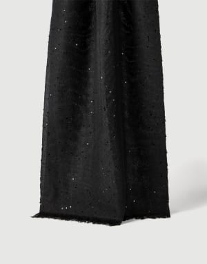 Cashmere and silk Diamond yarn scarf Black Woman - Brunello Cucinelli