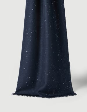 Cashmere and silk Diamond yarn scarf Blue Woman - Brunello Cucinelli