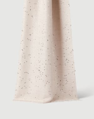 Cashmere and silk Diamond yarn scarf Oat Woman - Brunello Cucinelli