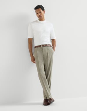 Trousers with pleats Khaki Man - Brunello Cucinelli