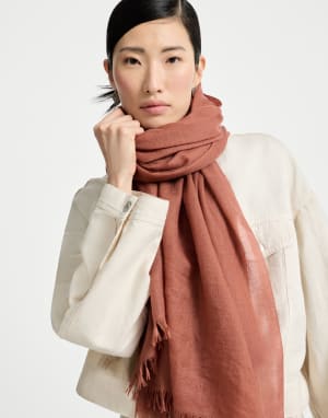 カシミヤ&シルク ストール オレンジ レディース - Brunello Cucinelli