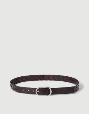 Braided leather belt Rust Brown Man - Brunello Cucinelli