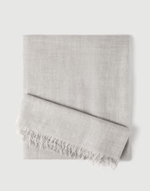 Cashmere and silk scarf Light Grey Woman - Brunello Cucinelli