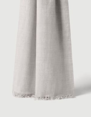 Cashmere and silk scarf Light Grey Woman - Brunello Cucinelli