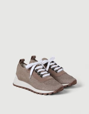 Suede sneakers with monili Brown Woman - Brunello Cucinelli
