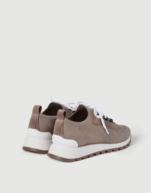Suede sneakers with monili Brown Woman - Brunello Cucinelli