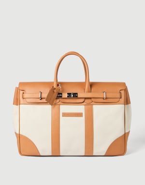 Calfskin and cowhide bag Ivory Man - Brunello Cucinelli