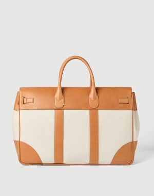 Calfskin and cowhide bag Ivory Man - Brunello Cucinelli