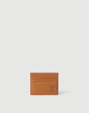 Nubuck card holder Cognac Man - Brunello Cucinelli
