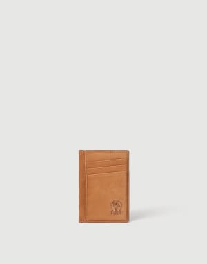 Nubuck card holder Cognac Man - Brunello Cucinelli