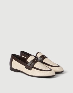 Raffia and leather loafers Rope Woman - Brunello Cucinelli