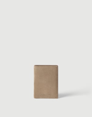 Suede passport holder Beige Woman - Brunello Cucinelli