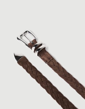 Gürtel aus Kalbsveloursleder Rotbraun Herren - Brunello Cucinelli