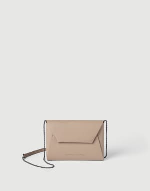 Cartera de mano BC Duo en piel de becerro Beige Claro Mujer - Brunello Cucinelli