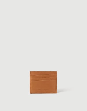 Nubuck card holder Cognac Man - Brunello Cucinelli