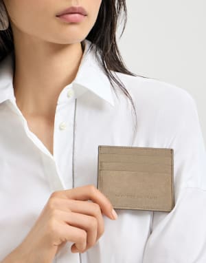Suede card case Beige Woman - Brunello Cucinelli