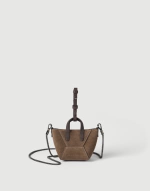 Suede BC Duo micro bag Bark Woman - Brunello Cucinelli