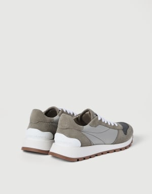 Sneakers aus Stoff mit Monili Kaki Damen - Brunello Cucinelli
