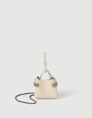 Suede Essence micro bag Ivory Woman - Brunello Cucinelli