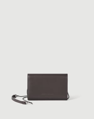 Calfskin wallet with monili Brown Woman - Brunello Cucinelli