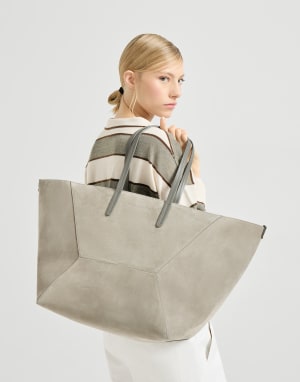 Suede large BC Duo bag Khaki Woman - Brunello Cucinelli
