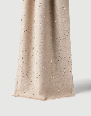 Schal aus Kaschmir und Diamant-Seide Beige Damen - Brunello Cucinelli