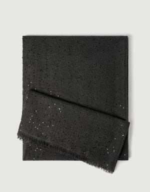 Schal aus Kaschmir und Diamant-Seide Schwarzgrau Damen - Brunello Cucinelli