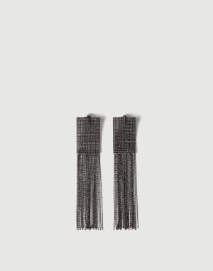 Pendientes Frayed de Plata Gris Lignito Mujer - Brunello Cucinelli