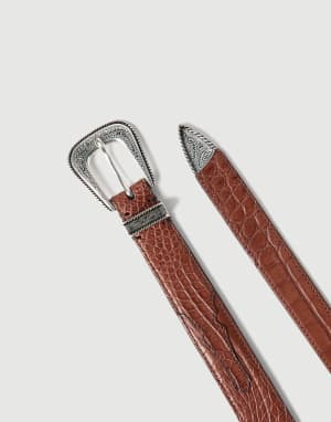 Gürtel aus Alligatorleder und 925 Silber Lederfarben Herren - Brunello Cucinelli