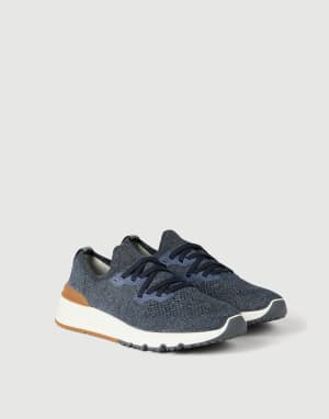 Cotton chiné knit runners Azure Man - Brunello Cucinelli