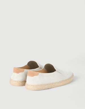 绒面革无带扣便鞋 象牙色 男款 - Brunello Cucinelli