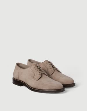 Derby-Schnürschuh aus Kalbsveloursleder Braun Herren - Brunello Cucinelli