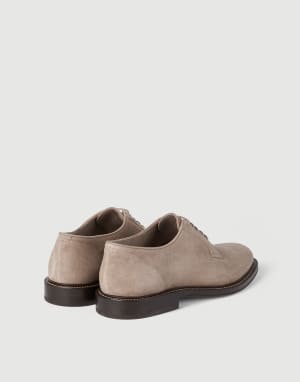 Derby-Schnürschuh aus Kalbsveloursleder Braun Herren - Brunello Cucinelli