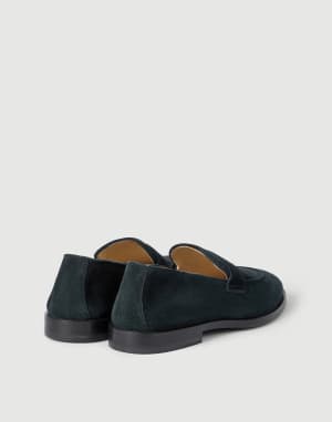 Suede Penny loafer Black Man - Brunello Cucinelli