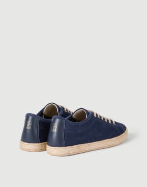 Derbies en cuir de veau retourné Bleu Avio Homme - Brunello Cucinelli