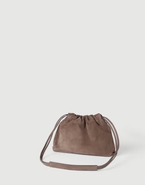 Sac BC Duo Pouch en daim Marron Femme - Brunello Cucinelli