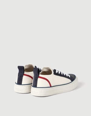 Cotton and suede sneakers White Woman - Brunello Cucinelli