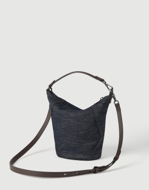 Twill BC Duo small bucket bag Dark Denim Woman - Brunello Cucinelli