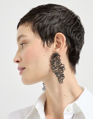 Sculptured leaf earrings Lignite Grey Woman - Brunello Cucinelli