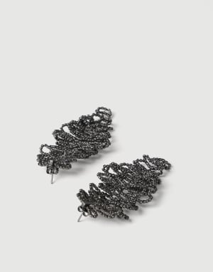 Sculptured leaf earrings Lignite Grey Woman - Brunello Cucinelli