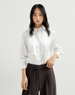 Chemise en satin Blanc Femme - Brunello Cucinelli