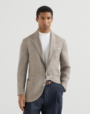 羊毛帆布夹克 棕色 男款 - Brunello Cucinelli