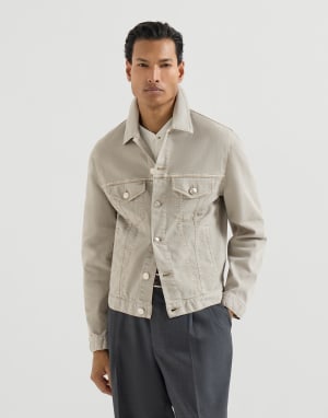 Denim four-pocket jacket Khaki Man - Brunello Cucinelli