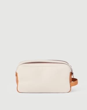 Cowhide beauty case with double zipper Off-White Man - Brunello Cucinelli